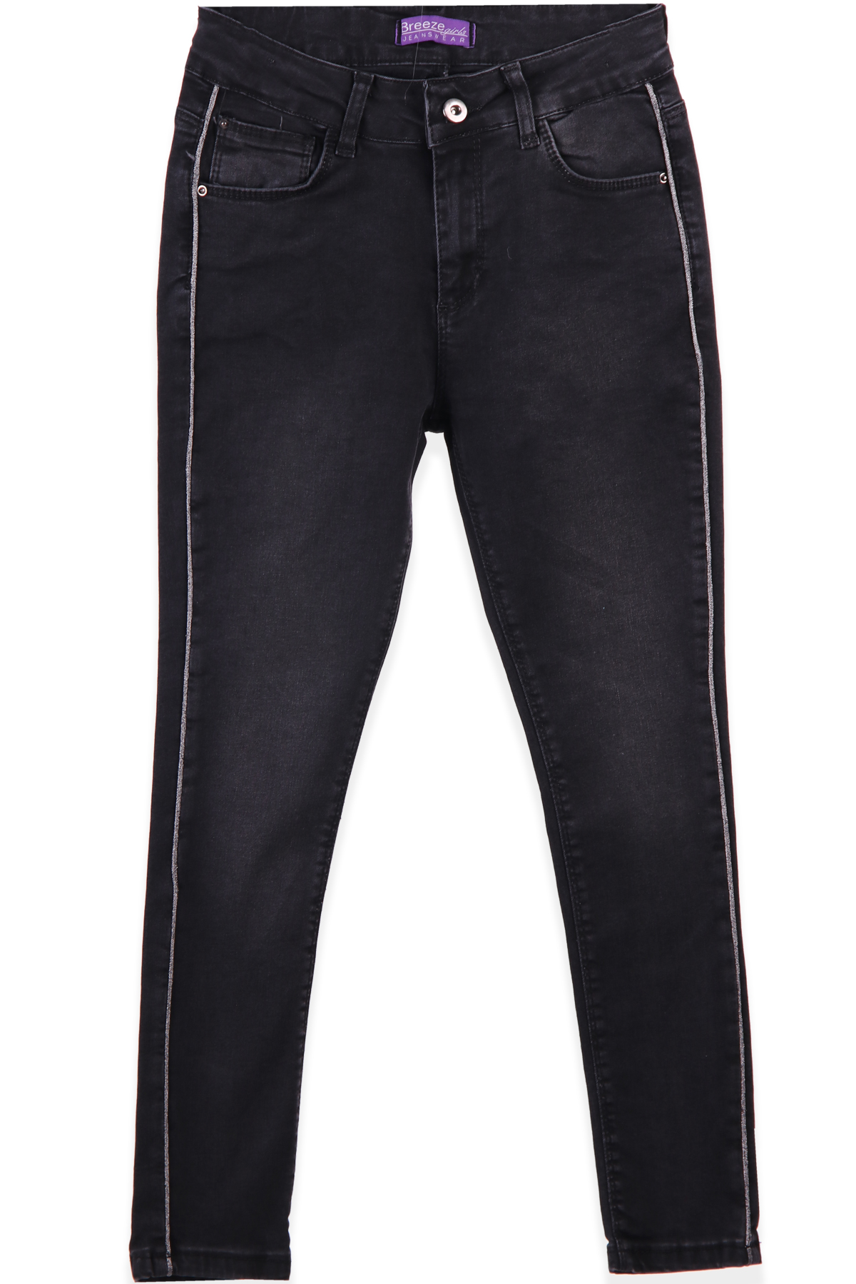 termal Teleferik Misilleme  Kız Çocuk Pantolon - Kot Şeritli Siyah 8-14 Yaş | Breeze