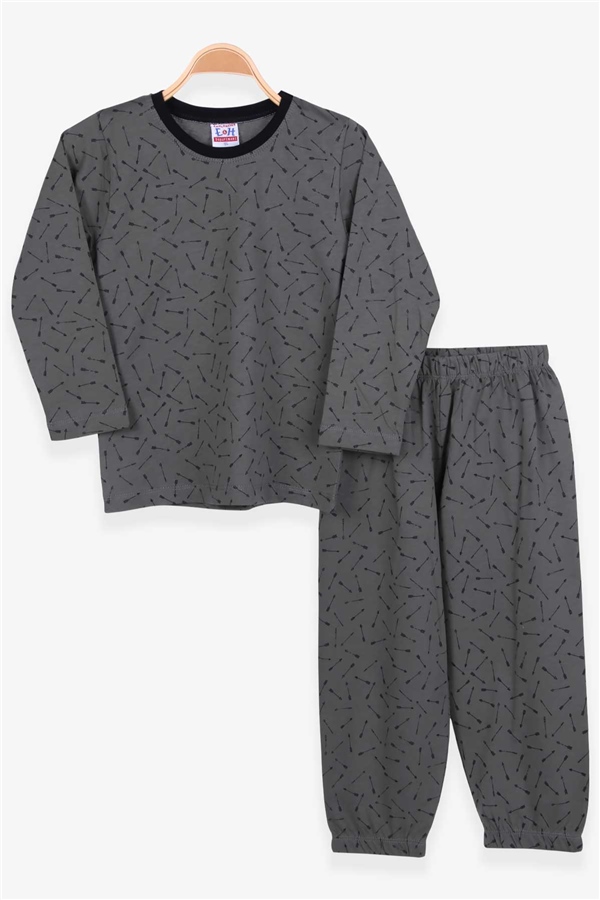 Breeze Erkek Çocuk Pijama Takımı Ok Desenli Haki Yeşil (4-8 Yaş)
