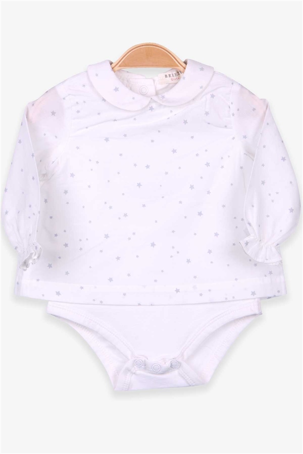 Breeze Kız Bebek Bluz Zıbın Yıldız Desenli Beyaz (0-3 Ay-1 Yaş)