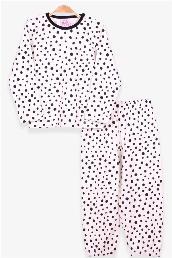 Breeze Kız Bebek Pijama Takımı Puantiye Desenli Ekru (9 Ay-3 Yaş)