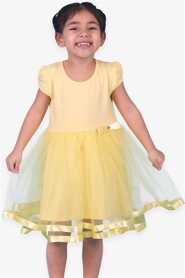 Breeze Kız Çocuk Elbise Tüllü Sarı (1.5-5 Yaş)