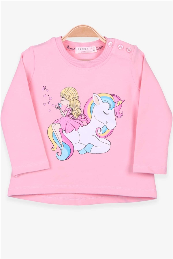 Breeze Kız Çocuk Sweatshirt Unicorn Pudra (1-4 Yaş)