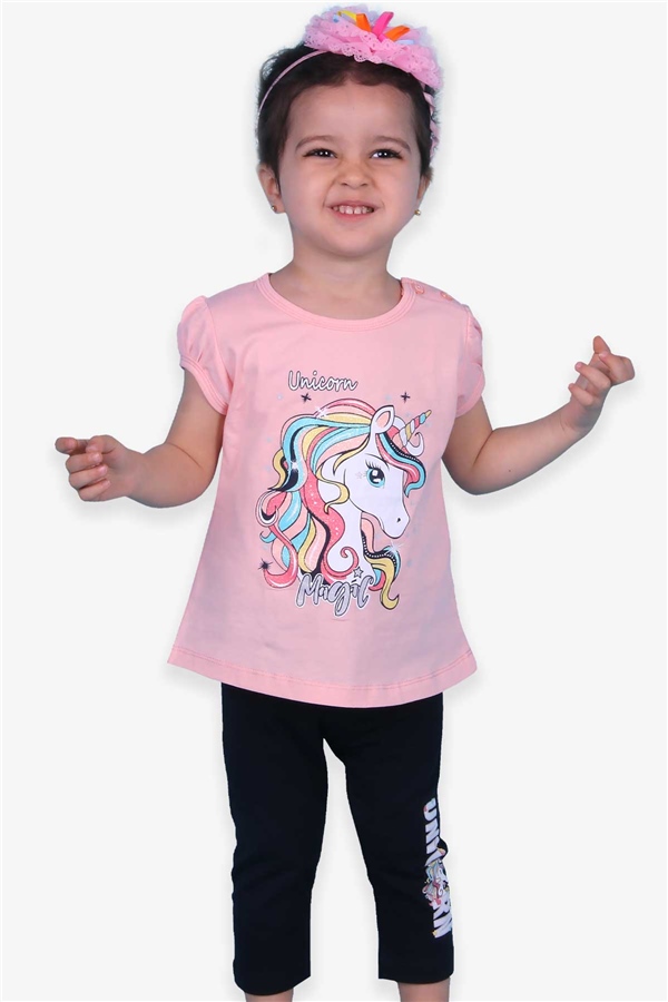 Breeze Kız Çocuk Taytlı Takım Unicorn Somon (2-6 Yaş)