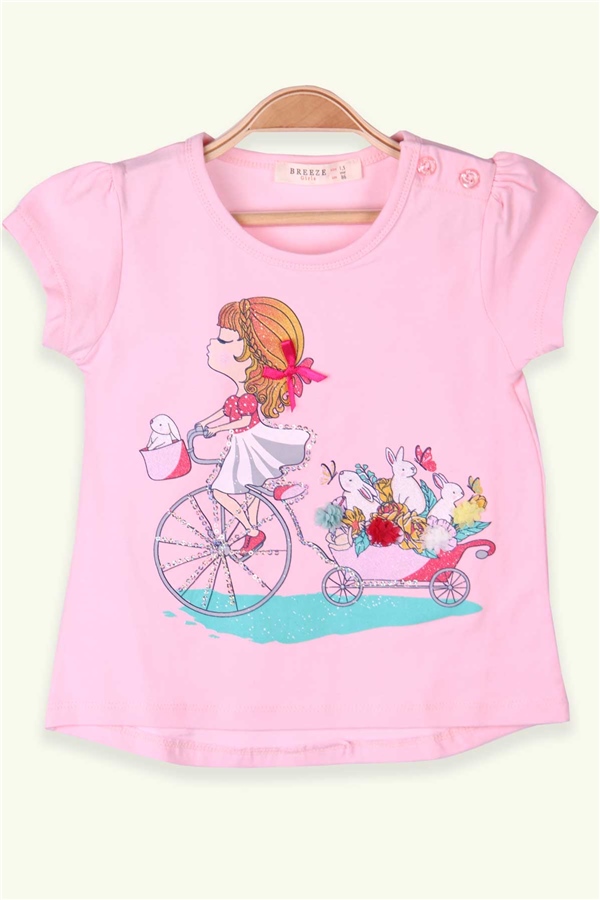Breeze Kız Çocuk Tişört Bisikletli Kız Pudra (1.5-5 Yaş)