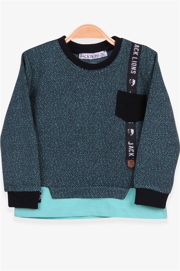 Escabel Erkek Çocuk Sweatshirt Desenli Mint Yeşili (1-4 Yaş)