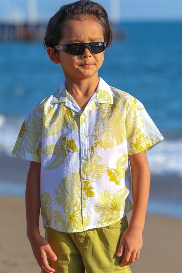 Jack Lions Erkek Çocuk Gömlek Hawaii Desenli Yeşil (1-14 Yaş)