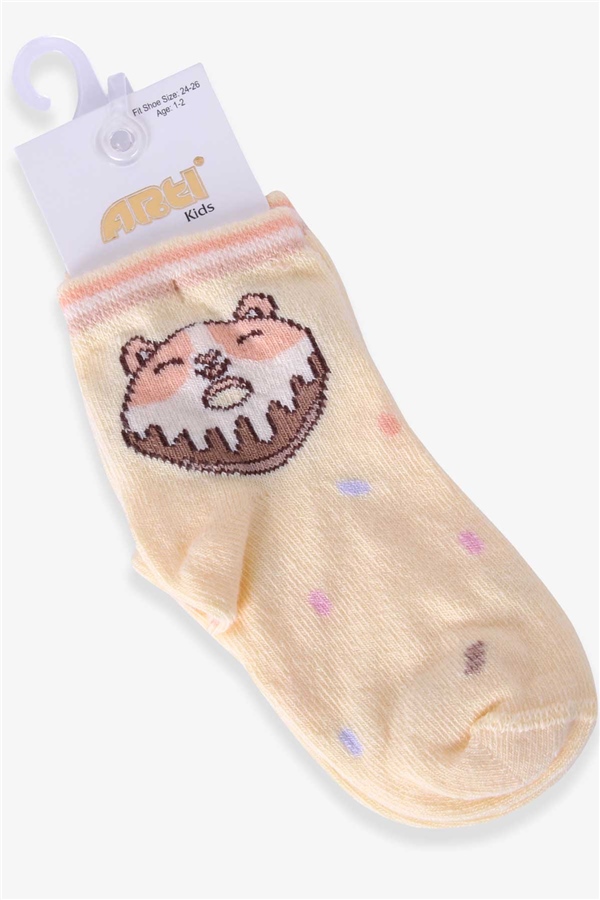 Katamino Kız Çocuk Soket Çorap Donut Desenli Sarı (1-2-9-10 Yaş)