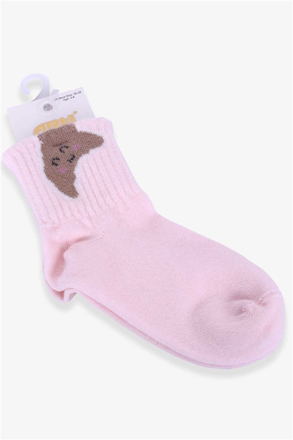 Katamino Kız Çocuk Soket Çorap Kurabiye Desenli Pudra (3-4-9-10 Yaş)