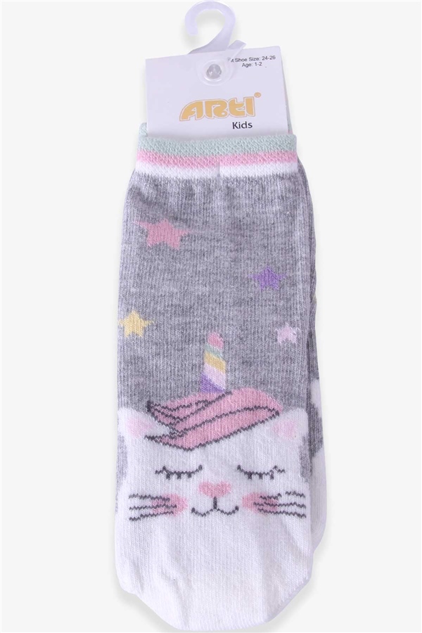 Katamino Kız Çocuk Soket Çorap Unicorn Gri (1-2-9-10 Yaş)