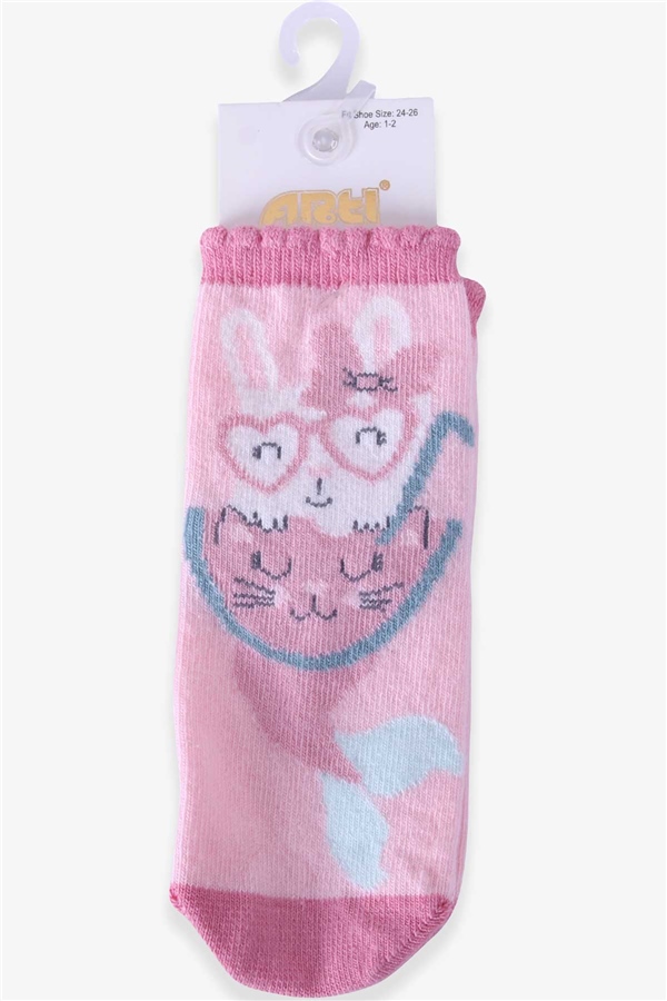 Katamino Kız Çocuk Soket Çorap Yaz Figürlü Pudra (1-2-7-8 Yaş)