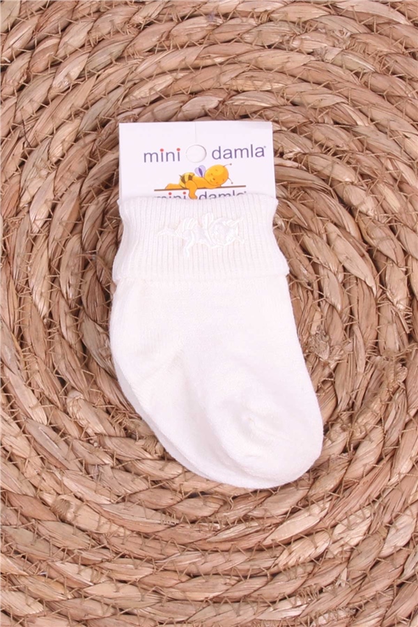 Mini Damla Kız Bebek Yenidoğan Çorap Arılı Ekru (Standart)