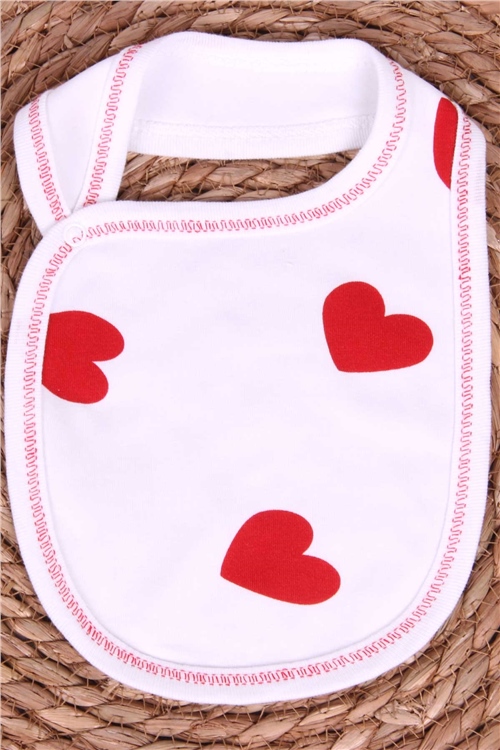 Breeze Bebek Mama Önlüğü Kalp Desenli Beyaz (Standart)
