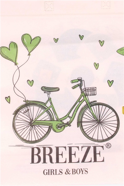 Breeze Breeze Bez Alışveriş Çantası Bisiklet Baskılı Krem (55 x 40 cm)