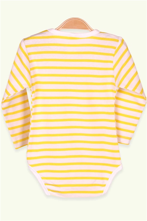 Breeze Erkek Bebek Çıtçıtlı Body Çizgili Sarı (9 Ay-3 Yaş)