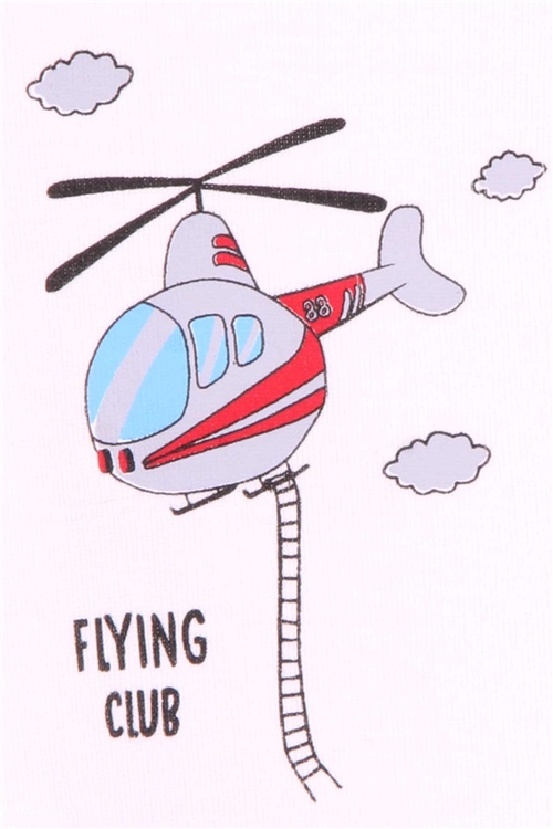 Breeze Erkek Bebek Çıtçıtlı Body Helikopter Baskılı Ekru (9 Ay-3 Yaş)