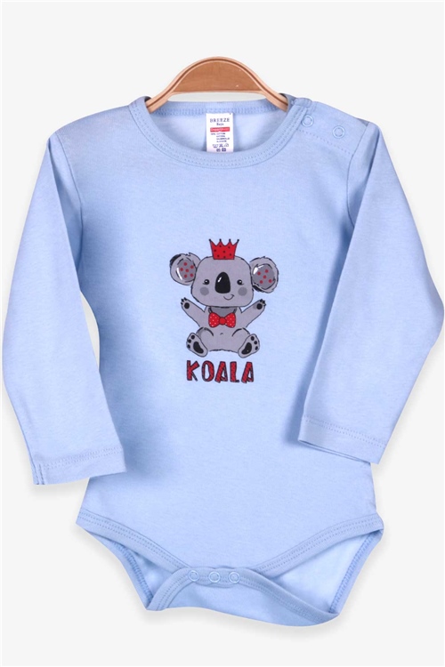 Breeze Erkek Bebek Çıtçıtlı Body Koala Baskılı Bebe Mavisi (9 Ay-3 Yaş)