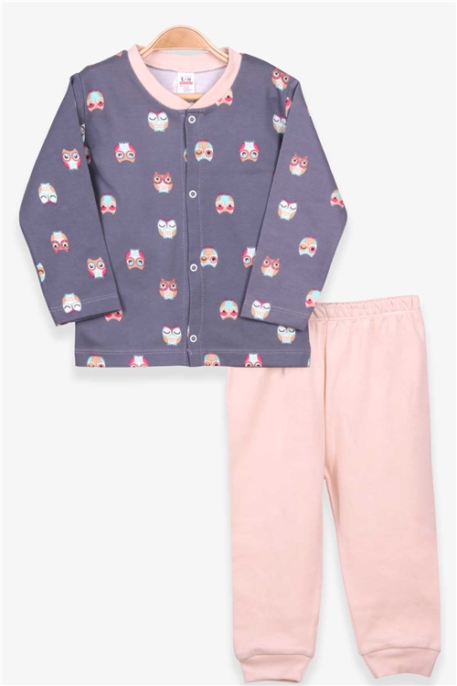 Breeze Erkek Bebek Pijama Takımı Baykuş Desenli Füme (4 Ay-1 Yaş)