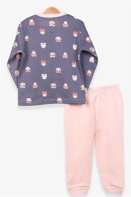 Breeze Erkek Bebek Pijama Takımı Baykuş Desenli Füme (4 Ay-1 Yaş)