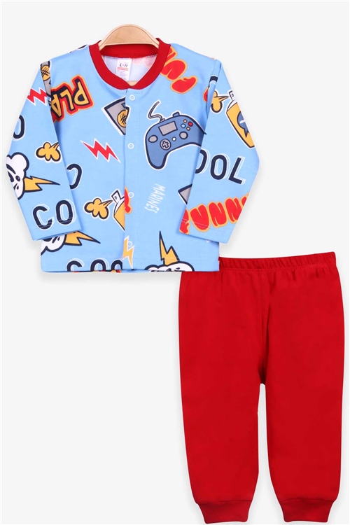 Breeze Erkek Bebek Pijama Takımı Graffiti Temalı Açık Mavi (4 Ay-1 Yaş)