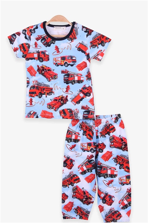 Breeze Erkek Bebek Pijama Takımı İtfaiye Desenli Açık Mavi (9 Ay-3 Yaş)