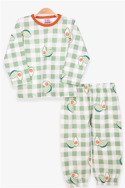 Breeze Erkek Bebek Pijama Takımı Kareli Desenli Mint Yeşili (9 Ay-3 Yaş)
