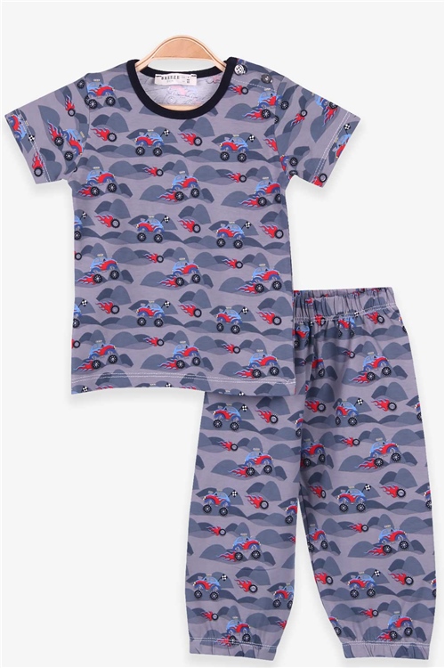 Breeze Erkek Bebek Pijama Takımı Off-Road Desenli Füme (9 Ay-3 Yaş)