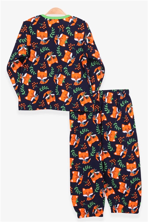 Breeze Erkek Bebek Pijama Takımı Sevimli Tilki Desenli Lacivert (9 Ay-3 Yaş)