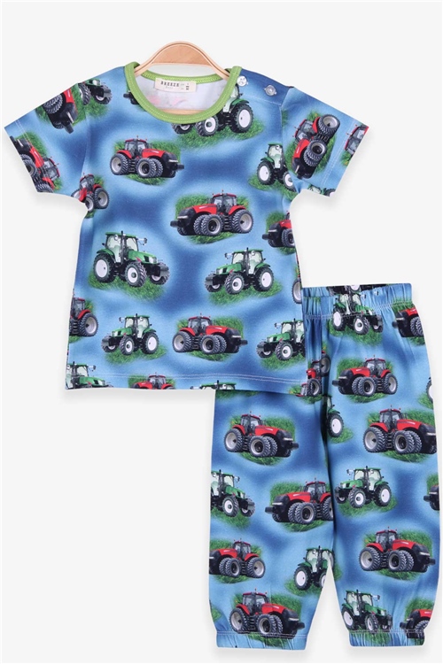 Breeze Erkek Bebek Pijama Takımı Traktör Desenli Koyu Mavi (9 Ay-3 Yaş)