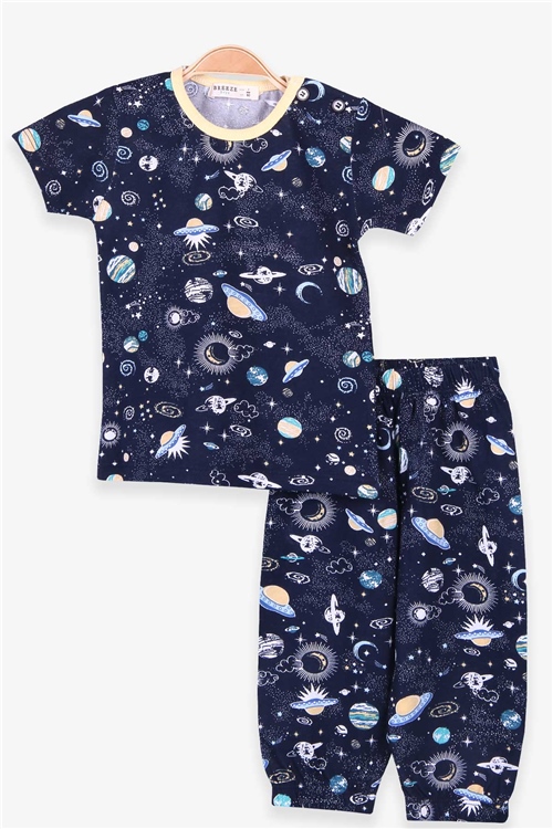 Breeze Erkek Bebek Pijama Takımı Uzay Temalı Lacivert (9 Ay-3 Yaş)