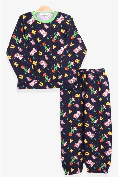 Breeze Erkek Bebek Pijama Takımı Yılbaşı Temalı Lacivert (9 Ay-3 Yaş)
