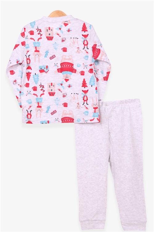 Breeze Erkek Bebek Pijama Takımı Yılbaşı Temalı Gri Melanj (4 Ay-1 Yaş)
