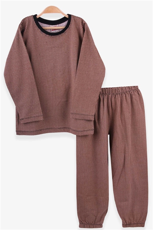 Breeze Erkek Çocuk Pijama Takımı Desenli Açık Kahverengi (4-8 Yaş)