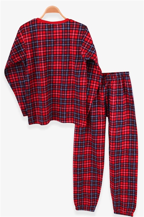 Breeze Erkek Çocuk Pijama Takımı Ekose Desenli Kırmızı (9-12 Yaş)