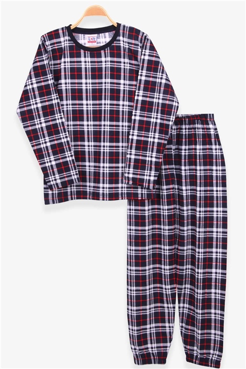 Breeze Erkek Çocuk Pijama Takımı Ekose Desenli Lacivert (9-12 Yaş)