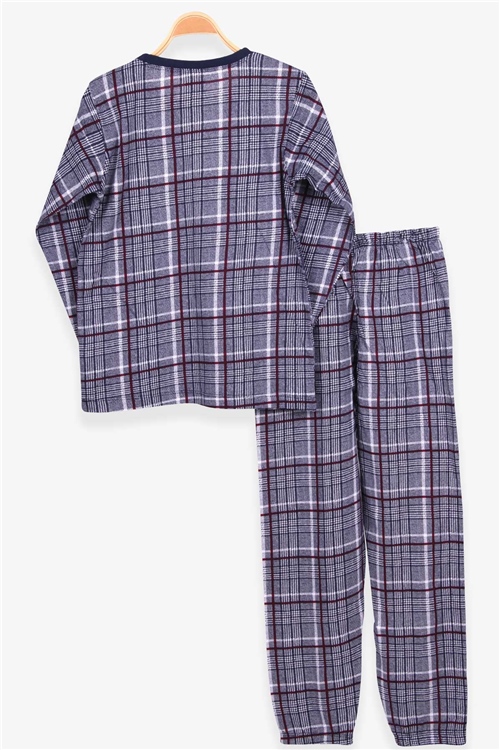 Breeze Erkek Çocuk Pijama Takımı Ekose Desenli Lacivert Melanj (9-12 Yaş)