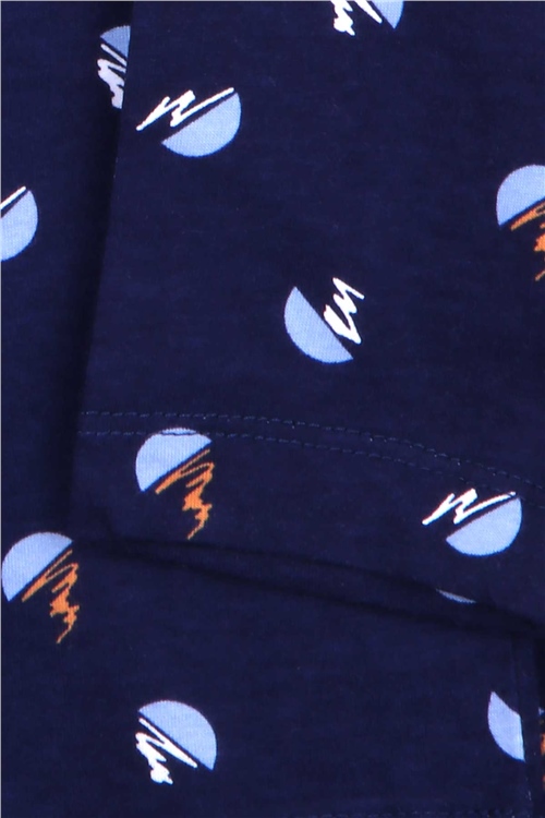 Breeze Erkek Çocuk Pijama Takımı Gün batımı Desenli Koyu Mavi (4-8 Yaş)