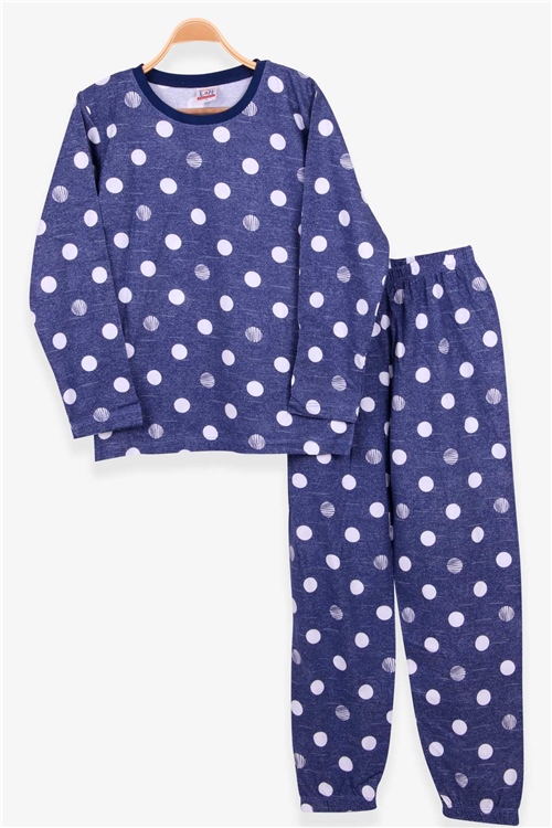 Breeze Erkek Çocuk Pijama Takımı Puan Desenli Koyu Mavi (9-12 Yaş)