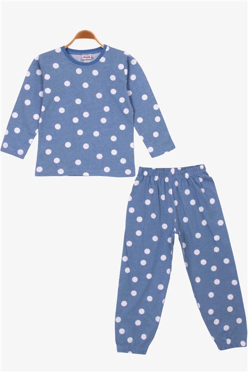 Breeze Erkek Çocuk Pijama Takımı Puantiyeli Açık Mavi (5-7 Yaş)
