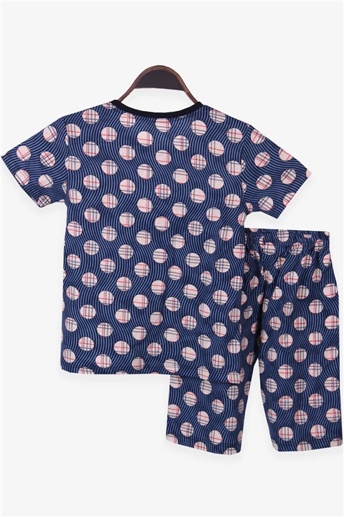 Breeze Erkek Çocuk Şortlu Pijama Takımı Desenli Mavi (6-12 Yaş)