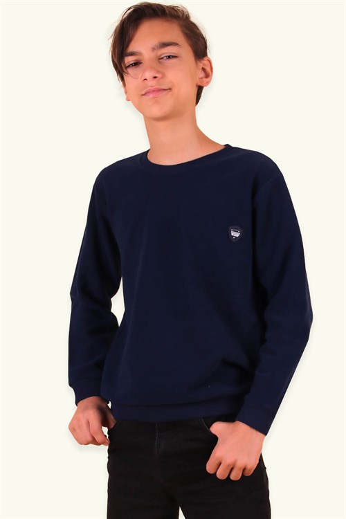 Breeze Erkek Çocuk Sweatshirt Basic Breeze Armalı Lacivert (2-14 Yaş)