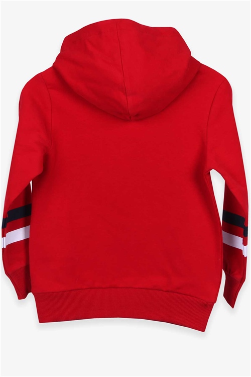 Breeze Erkek Çocuk Sweatshirt Kapüşonlu Nakışlı Kırmızı (4-8 Yaş)