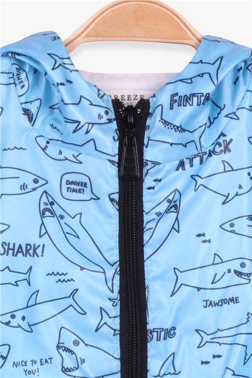 Breeze Erkek Çocuk Yağmurluk Köpek Balığı Desenli Mavi (1-6 Yaş)
