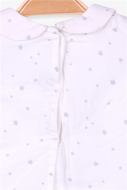 Breeze Kız Bebek Bluz Zıbın Yıldız Desenli Beyaz (0-3 Ay-1 Yaş)
