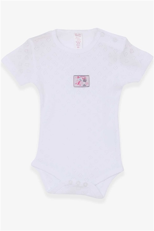 Breeze Kız Bebek Çıtçıtlı Body Jakarlı Arıcık Desenli Beyaz (9 Ay-3 Yaş)