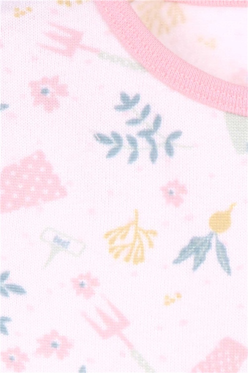 Breeze Kız Bebek Pijama Takımı Bahçe Temalı  Ekru (9 Ay-3 Yaş)