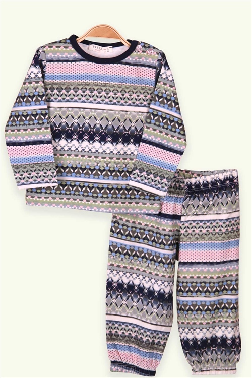 Breeze Kız Bebek Pijama Takımı Etnik Desenli Karışık Renk (9 Ay-3 Yaş)