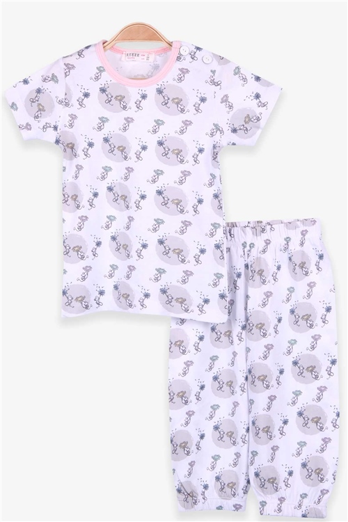 Breeze Kız Bebek Pijama Takımı Fare Desenli Beyaz (9 Ay-3 Yaş)