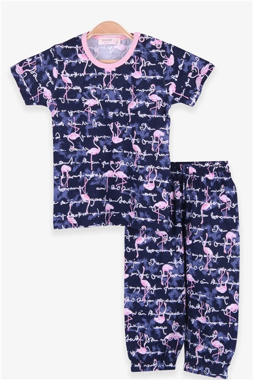 Breeze Kız Bebek Pijama Takımı Flamingo Desenli Lacivert (9 Ay-3 Yaş)