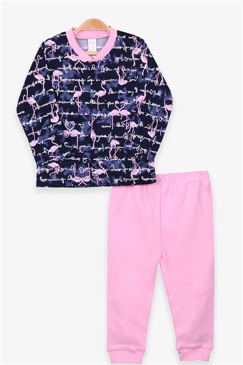 Breeze Kız Bebek Pijama Takımı Flamingo Desenli Lacivert (4 Ay-1 Yaş)