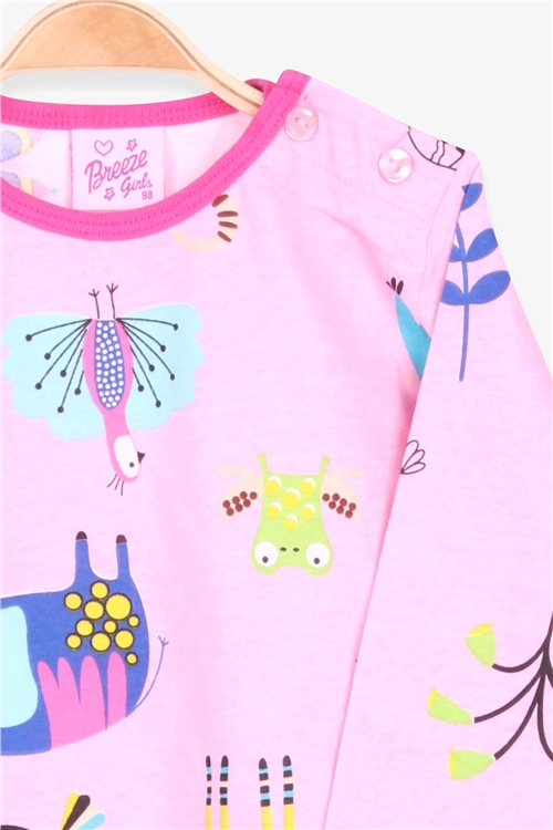 Breeze Kız Bebek Pijama Takımı Hayvanlar Alemi Temalı Pembe (9 Ay-3 Yaş)